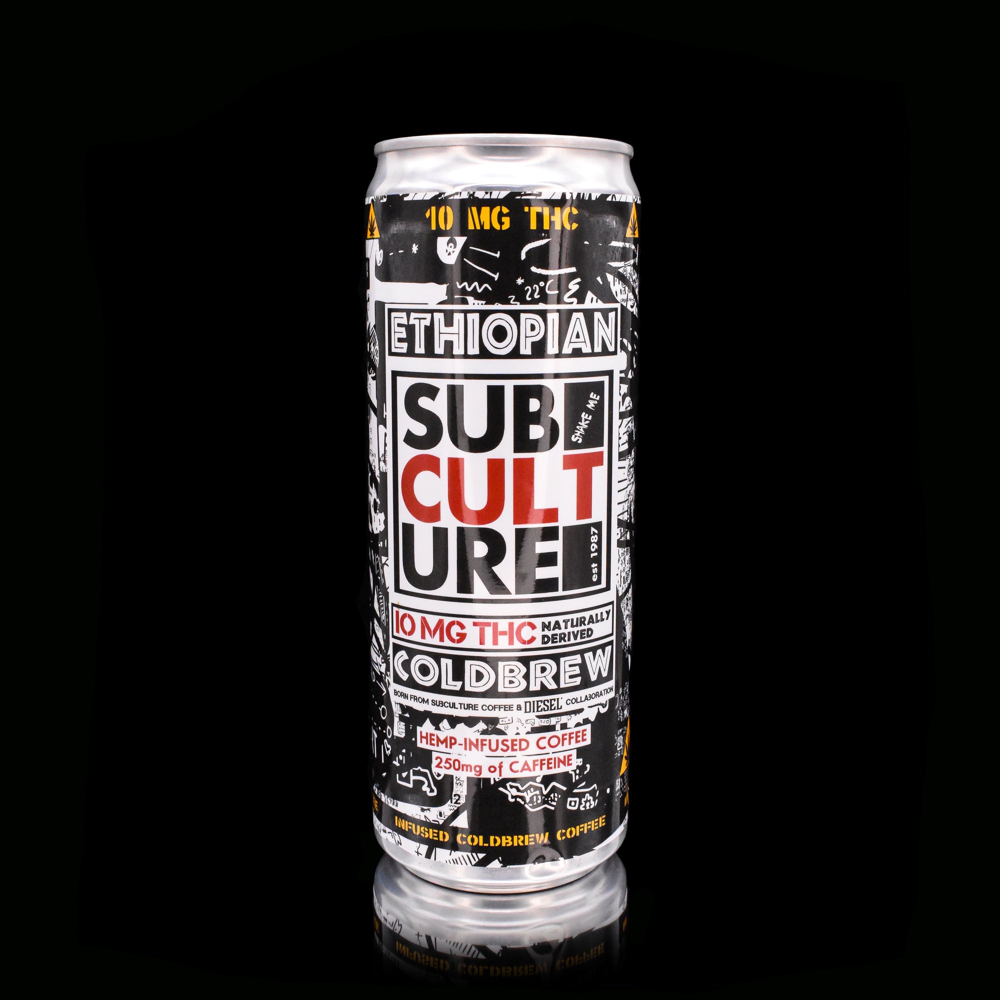 10mg THC Infused Cold Brew Coffee Black- 12 Pack