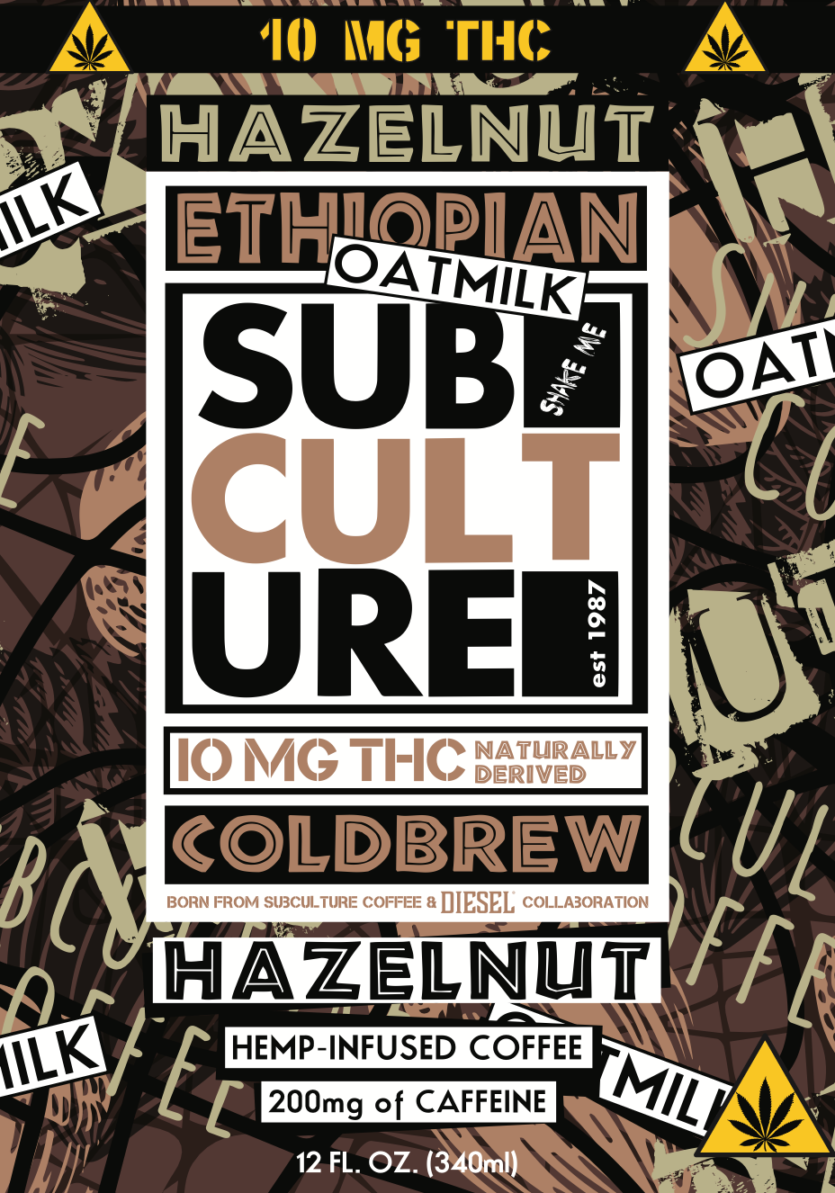 10mg THC infused Hazelnut Cold Brew Latte